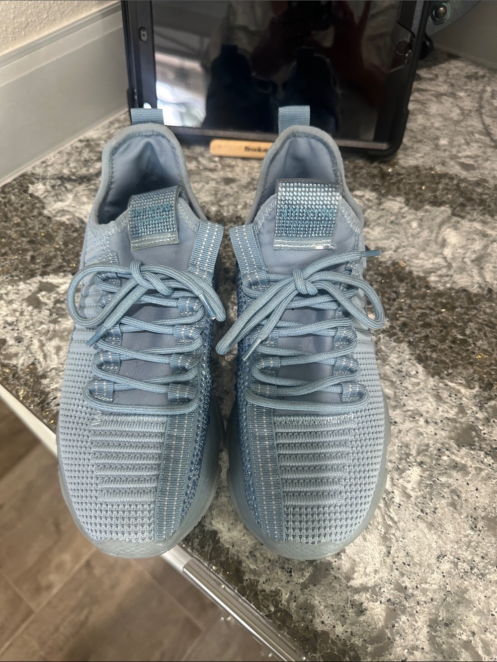 Steve Madden Light Blue Knit Athletic Sneakers